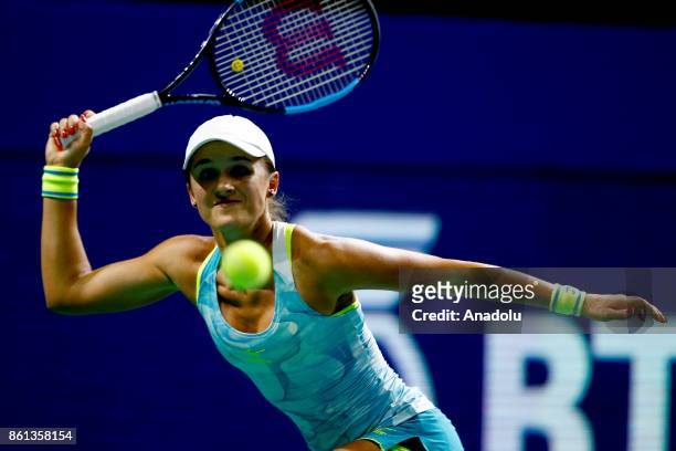 Arina Rodionova of Australia in action against Anastasia Potapova of Russia during the women's singles tennis qualifying match within the...