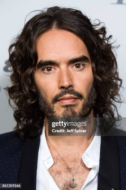 Russell Brand takes part in a discussion at Esquire Townhouse, Carlton House Terrace on October 14, 2017 in London, England.