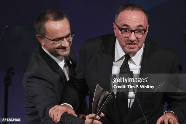 Official Competition Winners for 'Loveless', Andrey Zvyagintsev and Alexander Rodnyansky speak on stage during the 61st BFI London Film Festival...
