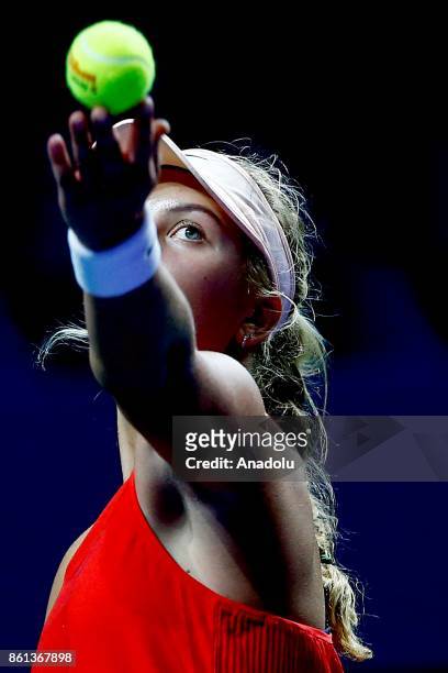 Anastasia Potapova of Russia in action against Arina Rodionova of Australia during the women's singles tennis qualifying match the International...