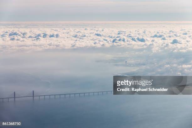 aerial view of the öresund and malmö, sweden - oresund bridge stock pictures, royalty-free photos & images