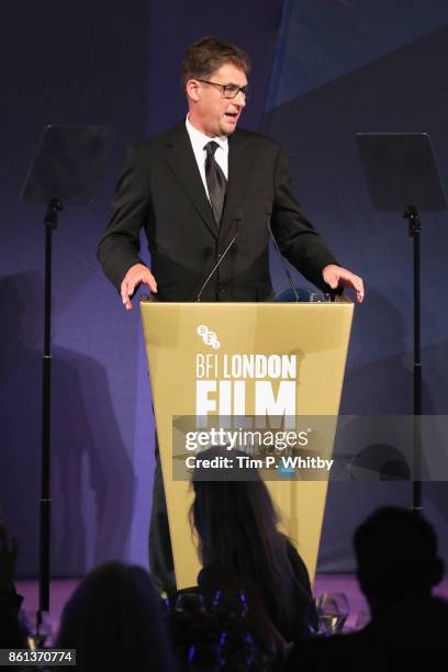 Tim Bevan speaks on stage during the 61st BFI London Film Festival Awards on October 14, 2017 in London, England.