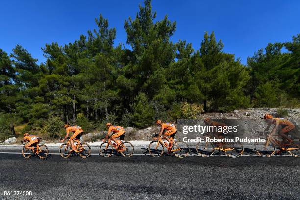 Sprandi Polkowice Poland compete during Stage 5 of the 53rd Presidential Cycling Tour of Turkey 2017, Selcuk to Izmir on October 14, 2017 in Izmir,...