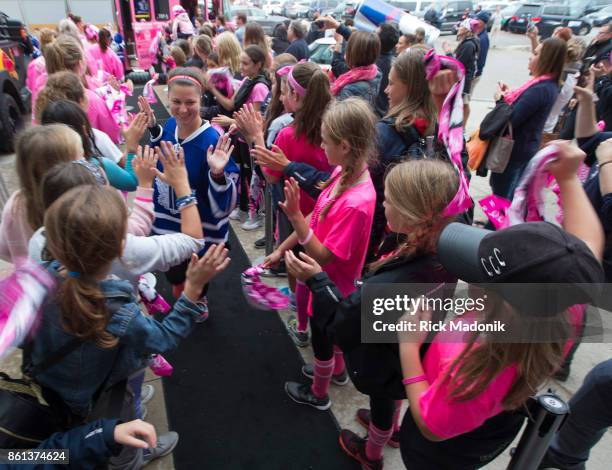 Brooke Beazer makes her way through the line into the MasterCard Centre. The Toronto Furies open their Canadian Women's Hockey League schedule...