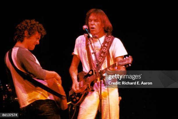 Neil Young performs live on stage with Crazy Horse at Madison Square Garden, New York on September 27 1978 during his One Stop World Tour