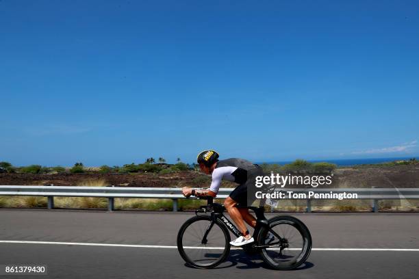 Cameron Wurf of Australia competes on the bike during the IRONMAN World Championship on October 14, 2017 in Kailua Kona, Hawaii.