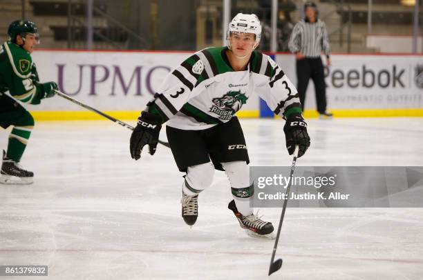 Brian Chambers of the Cedar Rapids RoughRiders skates during the game against the Sioux City Musketeers on Day 1 of the USHL Fall Classic at UPMC...