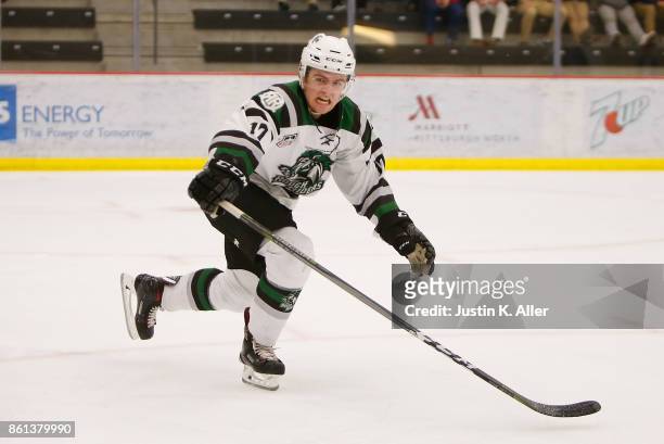Neil Shea of the Cedar Rapids RoughRiders skates during the game against the Sioux City Musketeers on Day 1 of the USHL Fall Classic at UPMC Lemieux...