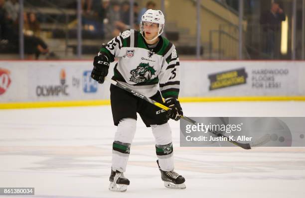 Will Zmolek of the Cedar Rapids RoughRiders skates during the game against the Sioux City Musketeers on Day 1 of the USHL Fall Classic at UPMC...