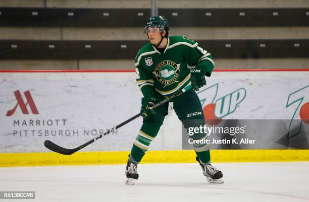 Brady Ferner of the Sioux City Musketeers skates during the game against the Cedar Rapid RoughRiders on Day 1 of the USHL Fall Classic at UPMC...