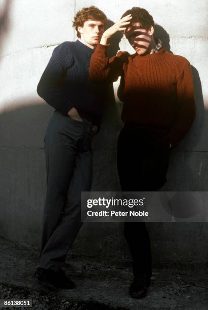 Photo of Paul HUMPHREYS and Andy McCLUSKEY and OMD; L-R: Paul Humphreys, Andy McCluskey