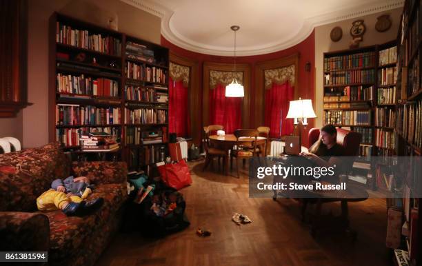 Noah Boyle sleeps in the library with his aunt, Heather Boyle, close by. Joshua Boyle's children in their grandparents home after arriving back in...