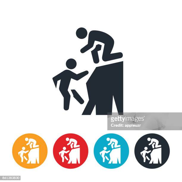 helping hand icon - two people stock illustrations