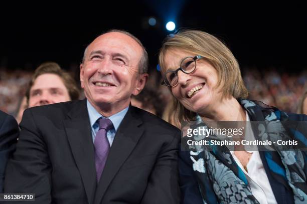Gerard Collomb and Francoise Nyssen attend the Opening Ceremony of the 9th Film Festival Lumiere on October 14, 2017 in Lyon, France.