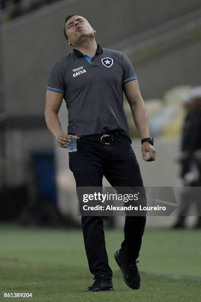 Jair Ventura, head coach of Botafogo reacts during the match between Vasco da Gama and Botafogo as part of Brasileirao Series A 2017 at Maracana...