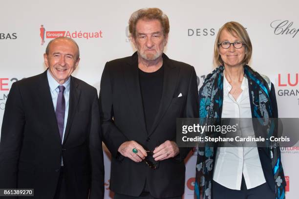 Gerard Collomb, Eddy Mitchell and Francoise Nyssen attend the Opening Ceremony of the 9th Film Festival Lumiere on October 14, 2017 in Lyon, France.
