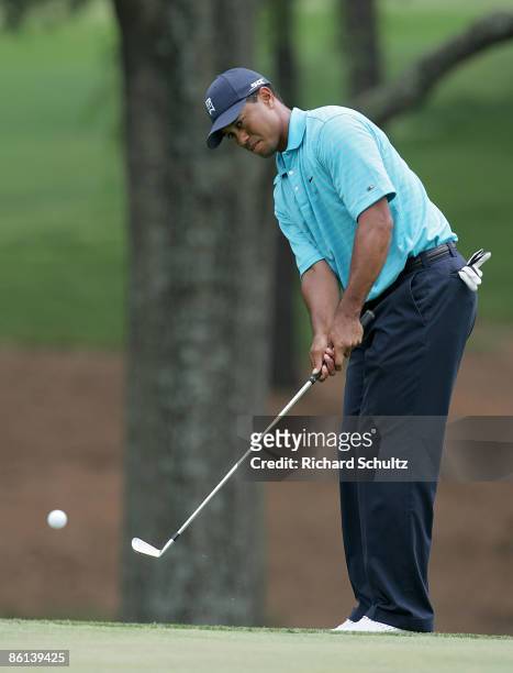 Tiger Woods during the first round of the 2007 Wachovia Championship held at Quail Hollow Country Club in Charlotte, North Carolina on May 3, 2007.