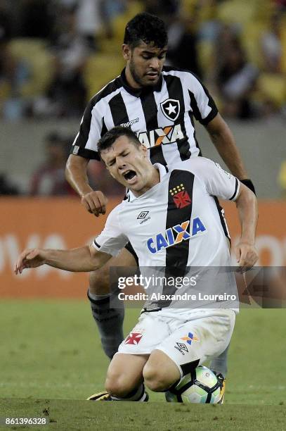 Wagner of Vasco da Gama battles for the ball with Brenner of Botafogo during the match between Vasco da Gama and Botafogo as part of Brasileirao...