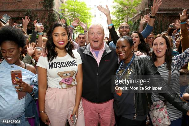 Television Personality Ayesha Curry, Chef Mario Batali and CEO of Food Bank Margarett Purvis attend the Family Ice Cream Fun-dae hosted by Mario...