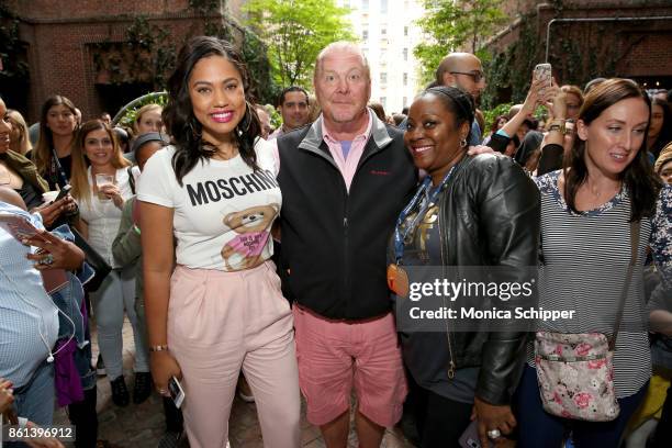 Television Personality Ayesha Curry, Chef Mario Batali and CEO of Food Bank Margarett Purvis attend the Family Ice Cream Fun-dae hosted by Mario...