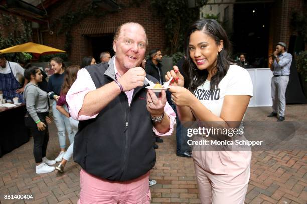 Chef Mario Batali and television Ayesha Curry during Family Ice Cream Fun-dae hosted by Mario Batali and Ayesha Curry at Private Park at Hudson on...