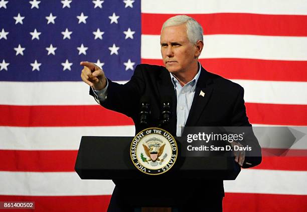 Vice President Mike Pence speaks during a campaign rally for gubernatorial candidate Ed Gillespie, R-VA, at the Washington County Fairgrounds on...