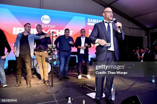 Alton Brown introduces the evening's judges at the Food Network & Cooking Channel New York City Wine & Food Festival presented by Coca-Cola - Rooftop...