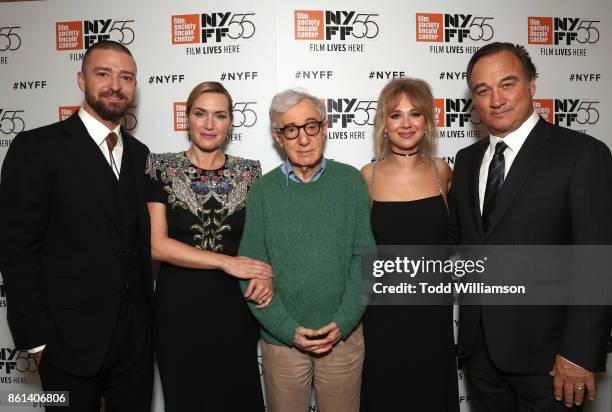 Justin Timberlake, Kate Winslet, Director Director Woody Allen, Juno Temple and Jim Belushi attend the NYFF premiere of "Wonder Wheel" at Alice Tully...