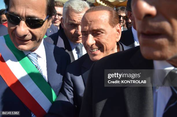 Silvio Berlusconi visits the red zone of the area affected by the earthquake in Ischia, southern Italy, before the convention of Forza Italia.