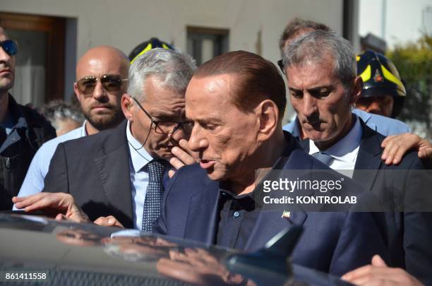 Silvio Berlusconi visits the red zone of the area affected by the earthquake in Ischia, southern Italy, before the convention of Forza Italia.