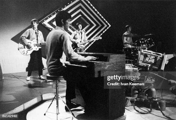 English rock and pop group Small Faces perform the single 'All or Nothing' on the set of the BBC Television pop music television show 'Top of the...