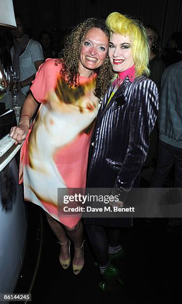 Writer Stephanie Theobald and fashion designer Pam Hogg attend the book launch party for Stephanie Theobald, at the Langham Hotel on April 21, 2009...