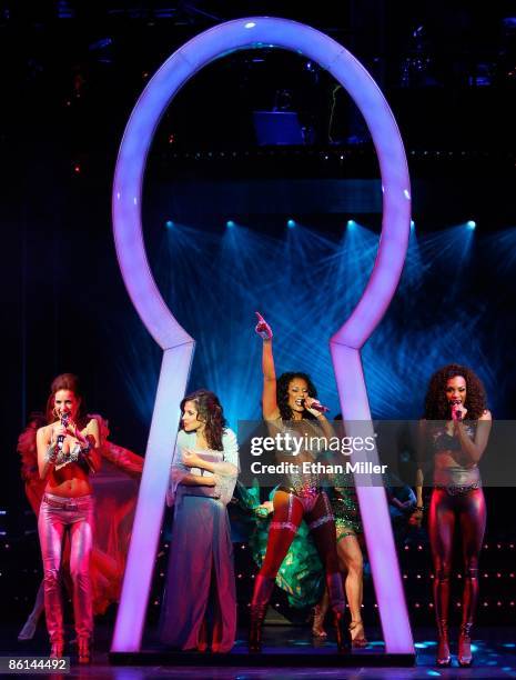 Singer Jackie Seiden, actress Kelly Monaco, singer Melanie Brown and singer Cheaza perform during the world premiere of the adult production...