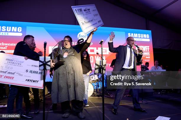 Altons Rooftop Iron Chef Showdown Champion Chef Michael Mignano of Perrine accepts his award onstage the Food Network & Cooking Channel New York...