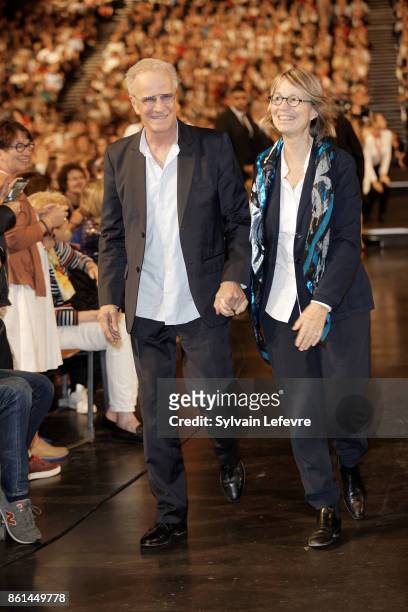 Christophe Lambert and French Minister of Culture Francoise Nyssen attends the opening ceremony of 9th Film Festival Lumiere In Lyon on October 14,...
