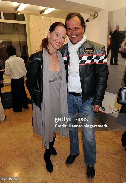 Birgitt Wolff and Michael Tempel attend the vernissage 'Face the Time' in the gallery Andreas Baumgartl on April 21, 2009 in Munich, Germany.