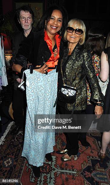 Gallerist Hazel Collins and fashion designer Barbara Hulanicki attend the launch party for the collaboration between Barbara Hulanicki and Topshop,...