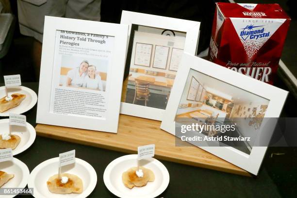 View of Baba's Pierogies served during Street Eats hosted by Ghetto Gastro at Industria on October 14, 2017 in New York City.