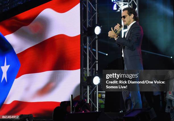 In this handout photo provided by One Voice: Somos Live!, Marc Anthony performs onstage at One Voice: Somos Live! A Concert For Disaster Relief at...