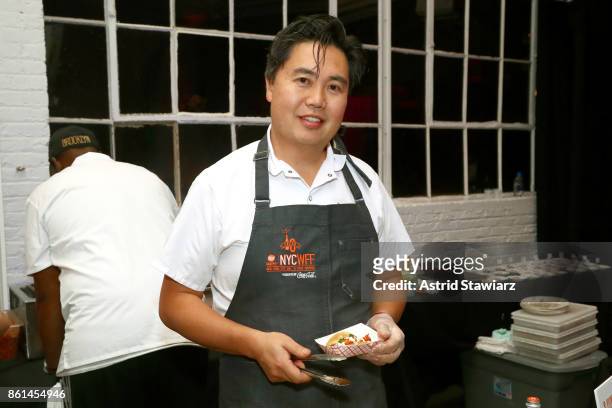 Chef Phil Lee presents his dish, Seared Spicy Pork Taco, during Street Eats hosted by Ghetto Gastro at Industria on October 14, 2017 in New York City.