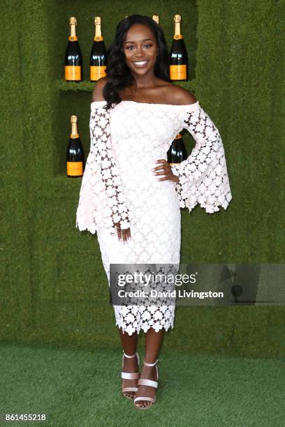 Actress Aja Naomi King attends the 8th Annual Veuve Clicquot Polo Classic at Will Rogers State Historic Park on October 14, 2017 in Pacific...