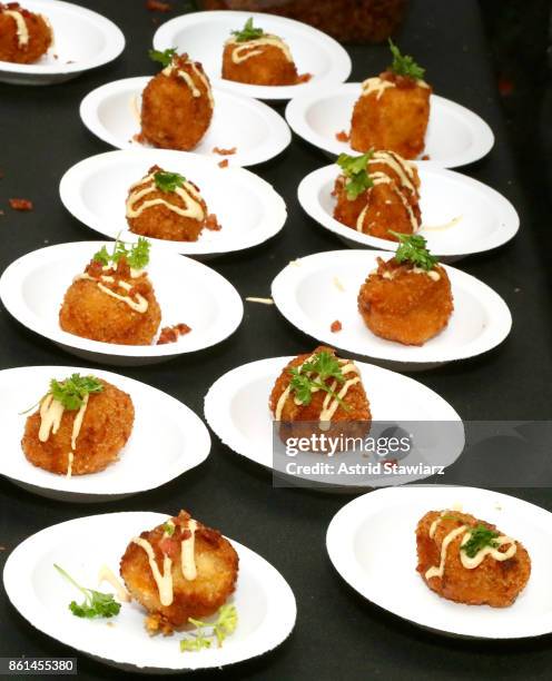 Dynamite Mac, prepared by chef Christopher Wong, served during Street Eats hosted by Ghetto Gastro at Industria on October 14, 2017 in New York City.