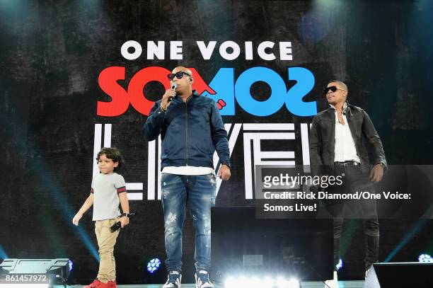In this handout photo provided by One Voice: Somos Live!, Alexander Delgado and Randy Malcom Martinez of Gente de Zona perform onstage at One Voice:...
