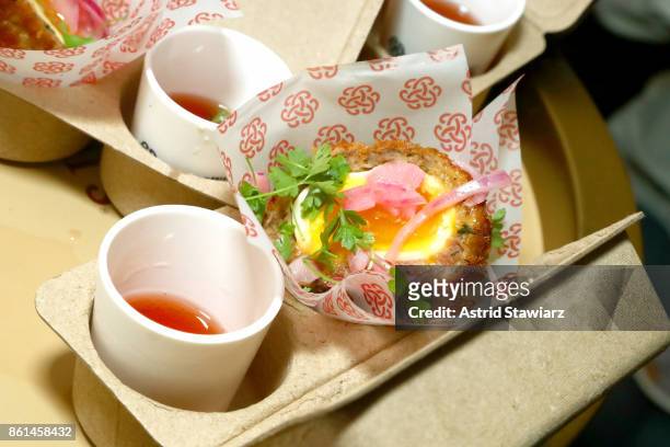 Scotch Egg's dish served during Street Eats hosted by Ghetto Gastro at Industria on October 14, 2017 in New York City.