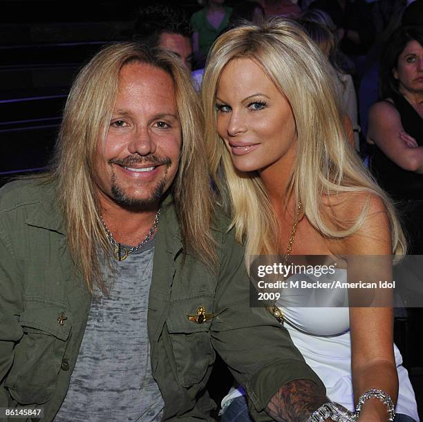 Vince Neil and Lia Gherardini are seen in the audience at the American Idol Season 8 Top 7 Performance Show on April 21, 2009 in Los Angeles,...