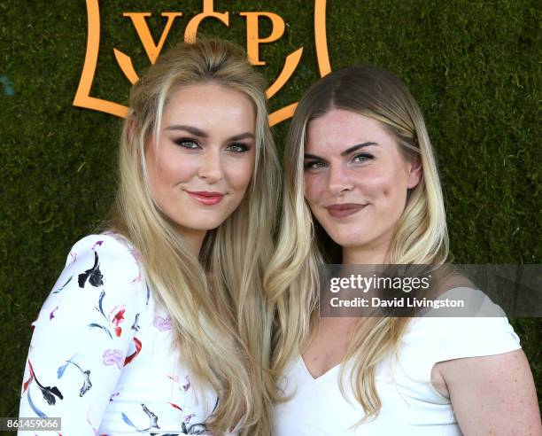 Professional alpine ski racer Lindsey Vonn and Karin Kildow attend the 8th Annual Veuve Clicquot Polo Classic at Will Rogers State Historic Park on...