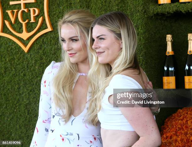 Professional alpine ski racer Lindsey Vonn and Karin Kildow attend the 8th Annual Veuve Clicquot Polo Classic at Will Rogers State Historic Park on...