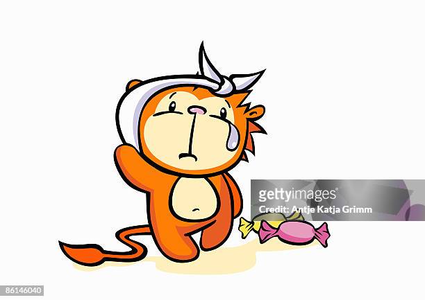 a cartoon tiger with tooth ache - bandage stock illustrations