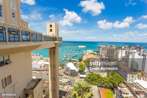 sunny day in lacerda's elevator in salvador, bahia. - lacerda elevator stock pictures, royalty-free photos & images