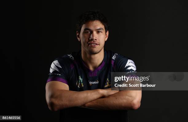 Jordan McLean of the Storm poses for a portrait during a Melbourne Storm NRL training session at Gosch's Paddock on September 25, 2017 in Melbourne,...